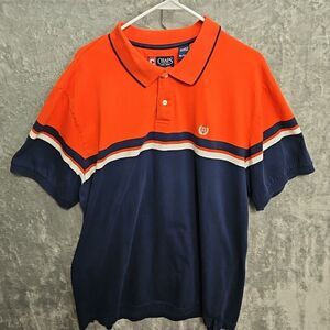 Chaps Mens 2XL Orange Blue Polo Shirt cotton